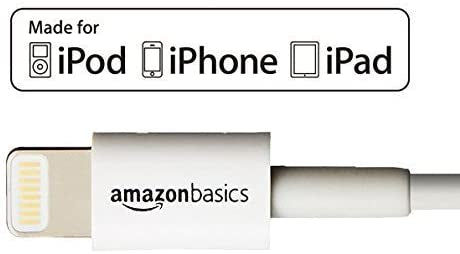 AmazonBasics Lightning to USB A Cable - MFi Certified iPhone Charger- Black- 10 foot