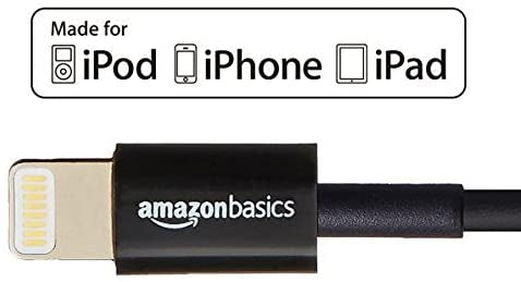 AmazonBasics Lightning to USB A Cable - MFi Certified iPhone Charger- Black- 10 foot